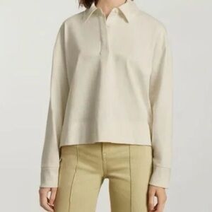 Everlane Rugby Polo Long Sleeve in Bone
